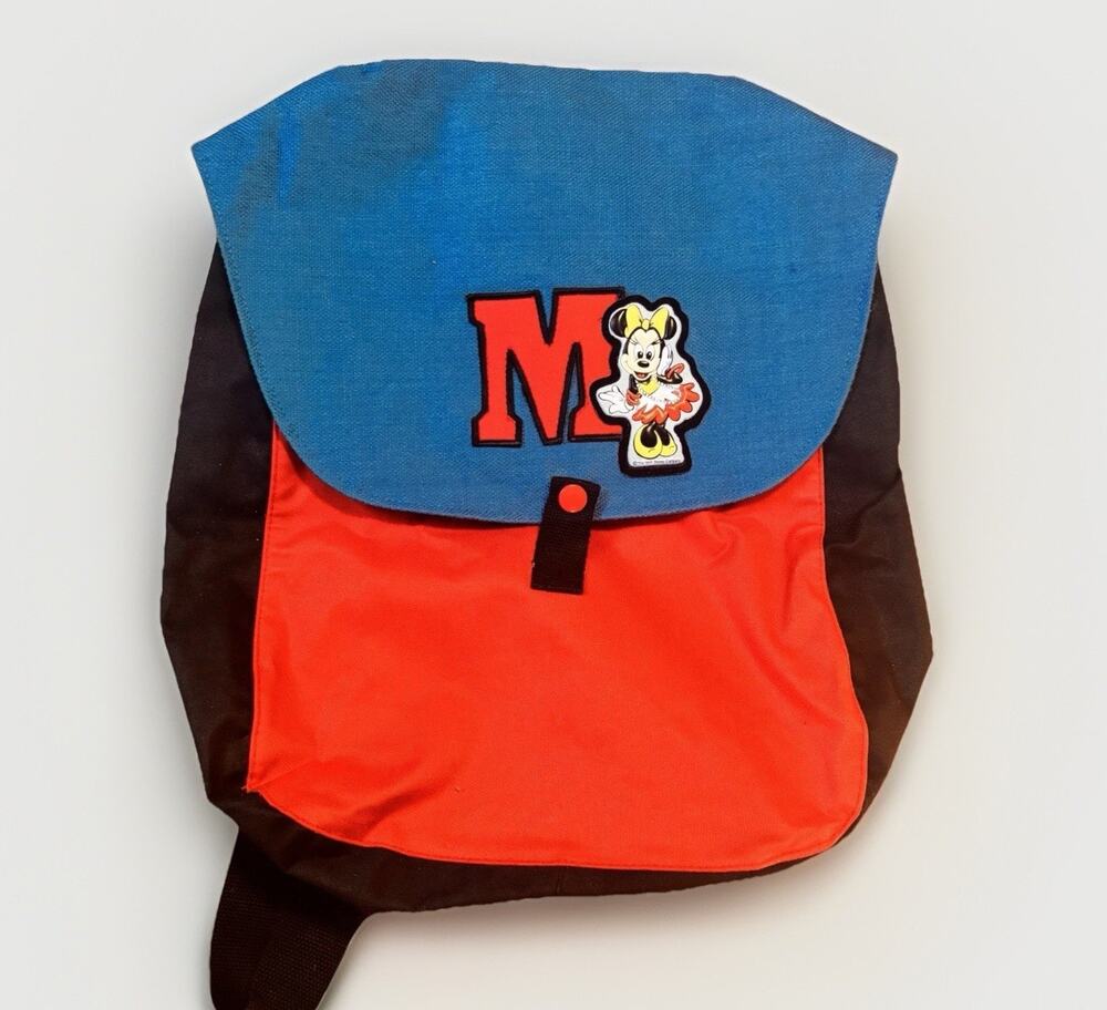 Vintage Disney Minnie Mouse Backpack Kids Red Blue Bag School Travel 16 Inches